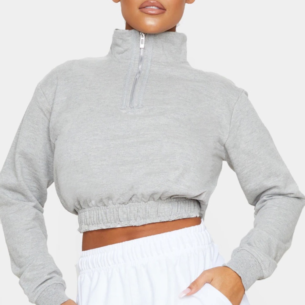 PLT Grey Cropped Sweatshirt